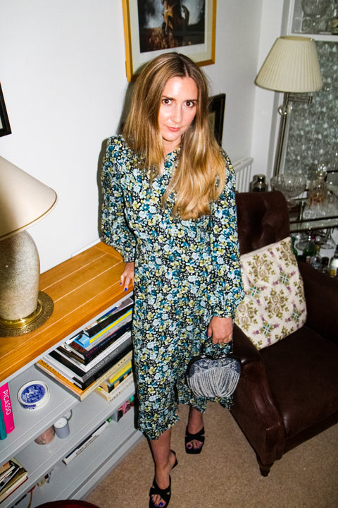 Kloth London Petite Lowe Pleat Detail Midi Dress - Black Mix