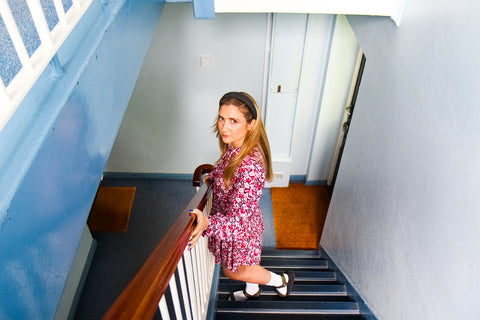 Kloth London Petite Isla Tie Neck Mini Dress - Pink Mix