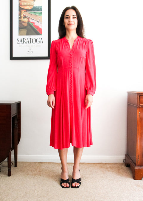 Kloth London Petite Lowe Pleat Detail Midi Dress - Pink