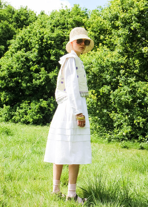 Kloth London Petite Gili Organic Cotton Midi Dress - White