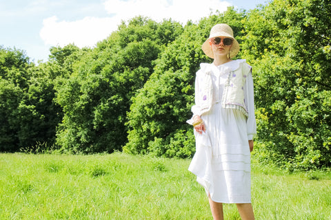 Kloth London Petite Gili Organic Cotton Midi Dress - White