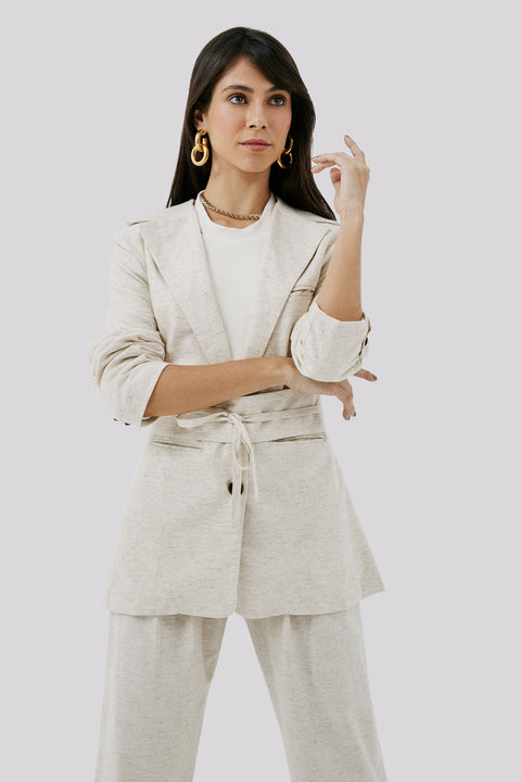 Butantã Petite Linen Oversized Blazer - Piccoli