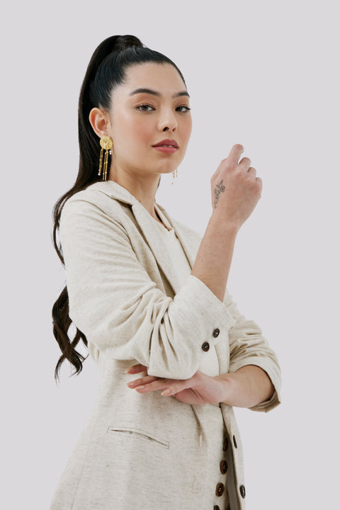 Butantã Petite Linen Oversized Blazer - Piccoli