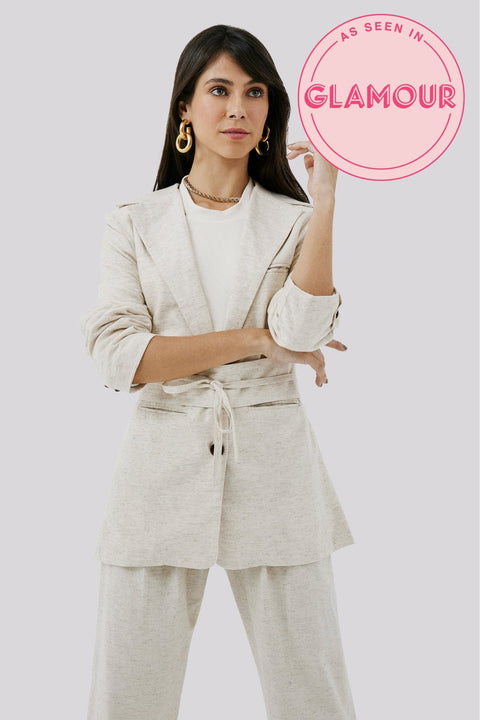 Butantã Petite Linen Oversized Blazer - Piccoli