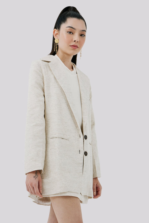 Butantã Petite Linen Oversized Blazer - Piccoli