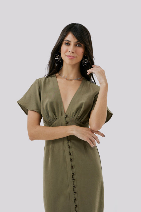 Dutra Petite Silk Midi Dress - Piccoli