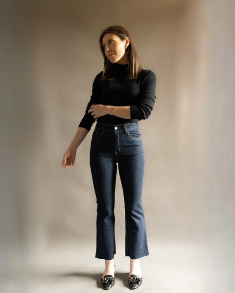 Petite High-Rise Slim Fit Baby-Flare Jeans (Dark) - Piccoli