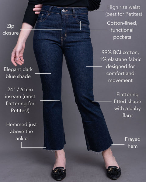 Petite High-Rise Slim Fit Baby-Flare Jeans (Dark) - Piccoli