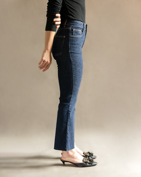 Petite High-Rise Slim Fit Baby-Flare Jeans (Dark) - Piccoli