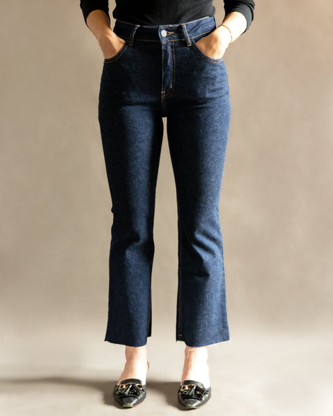 Petite High-Rise Slim Fit Baby-Flare Jeans (Dark) - Piccoli