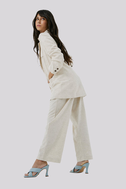 Pinheiros Petite High-Waist Wide-Leg Linen Trousers - Piccoli