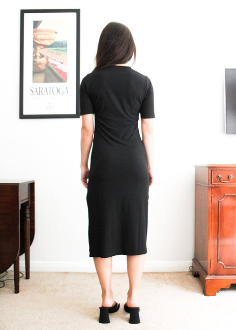 Kloth London Petite Luci Jersey Column Midi Dress - Black