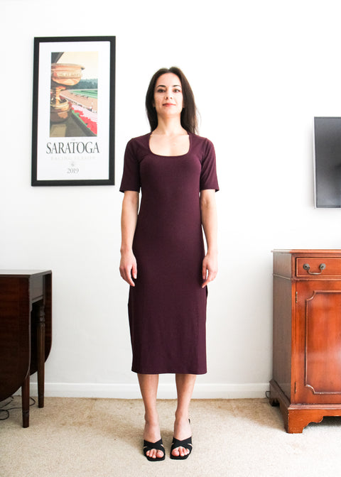 Kloth London Petite Luci Jersey Column Midi Dress - Maroon