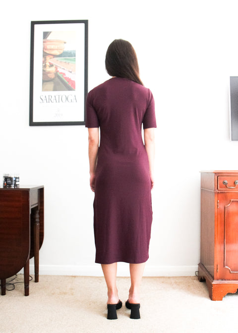 Kloth London Petite Luci Jersey Column Midi Dress - Maroon