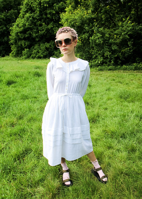 Kloth London Petite Gili Organic Cotton Midi Dress - White