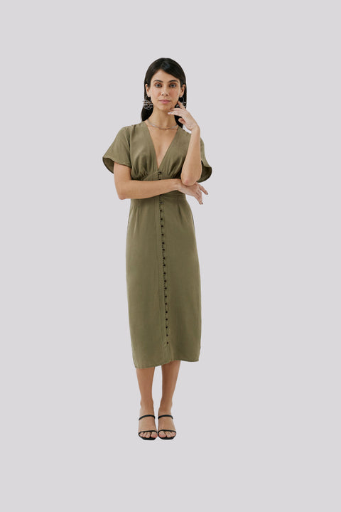 Dutra Petite Silk Midi Dress - Piccoli